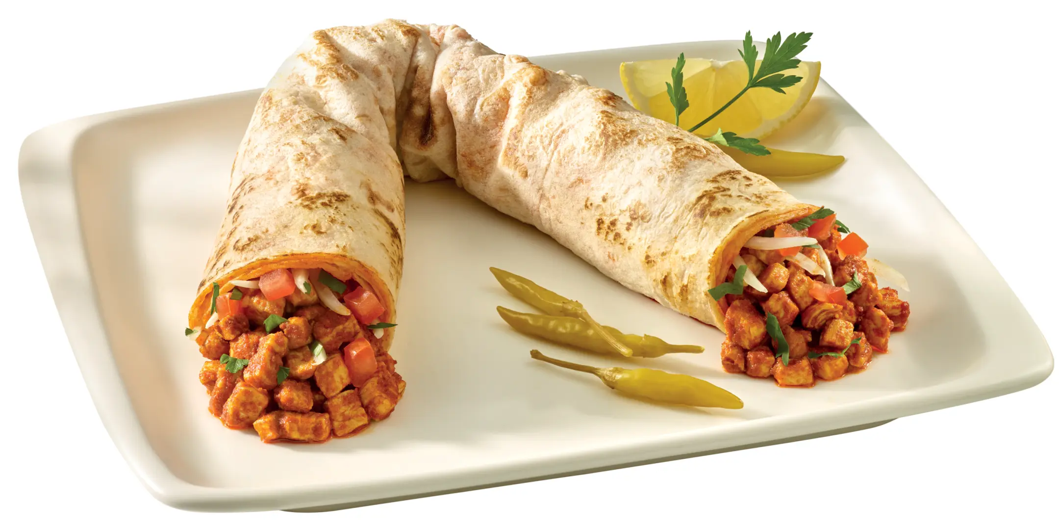 Ayla Tantuni'nin taze lavaşa sarılmış lezzetli tavuk tantuni dürümü